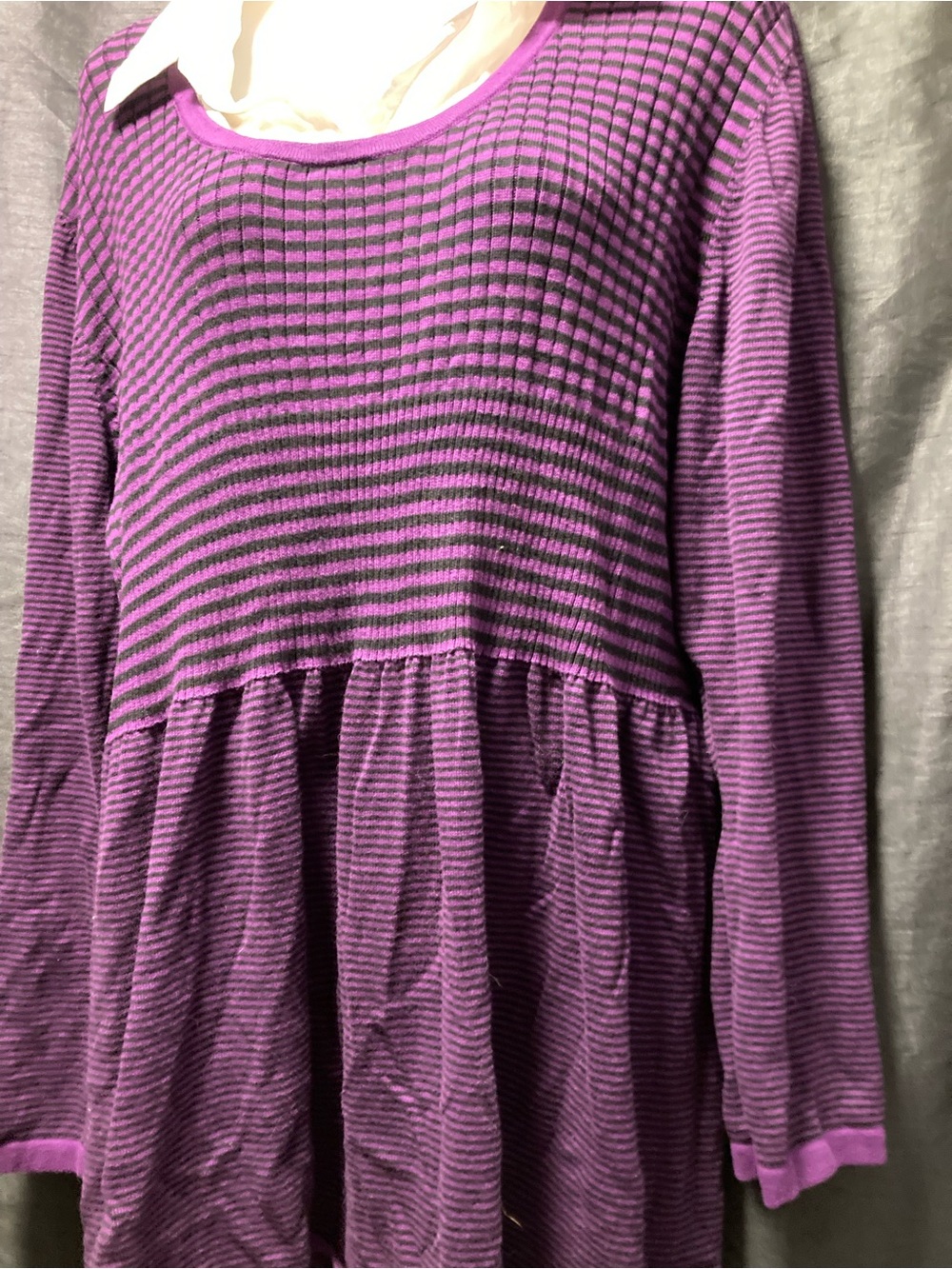 Penningtons Purple Black Striped Babydoll Tunic Top Plus Size